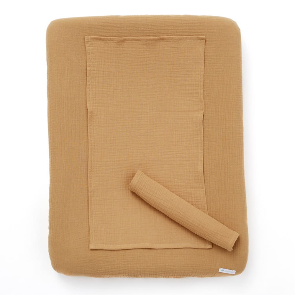 Housse de matelas à langer + 2 langes camel