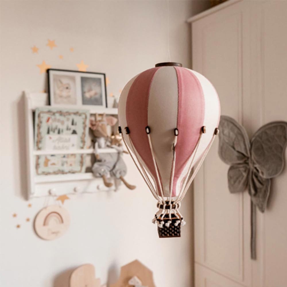 Montgolfière déco chambre enfant Rose m