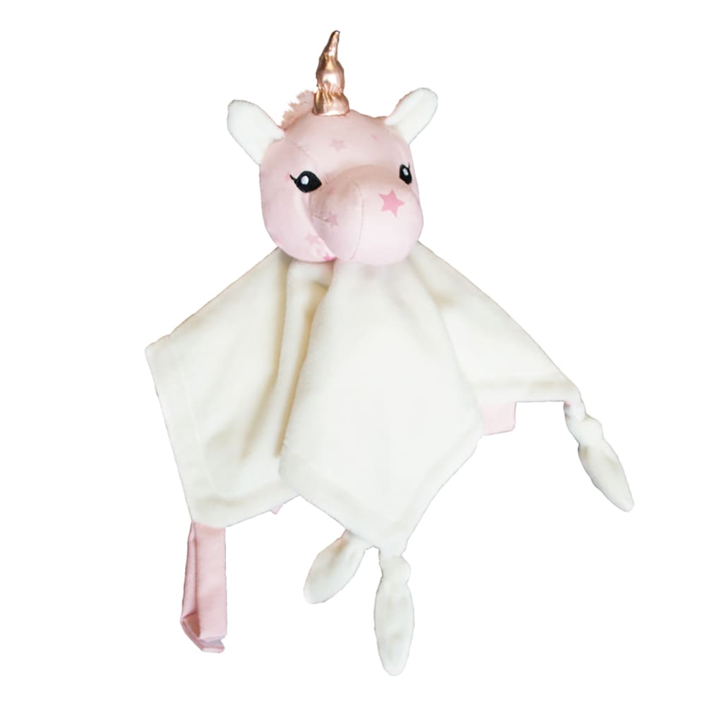 Home Maison - Doudou plat bébé attache-sucette Jolly Rose/Ecru 28x28
