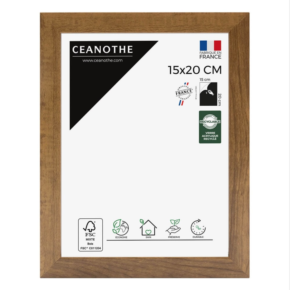 Cadre photo noyer 15x20 cm résine recyclée