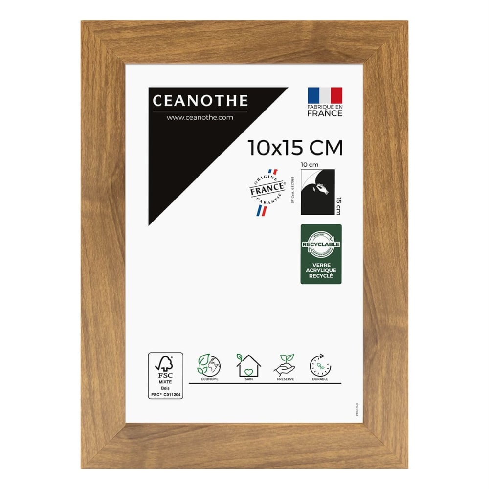 Cadre photo noyer 10x15 cm résine recyclée