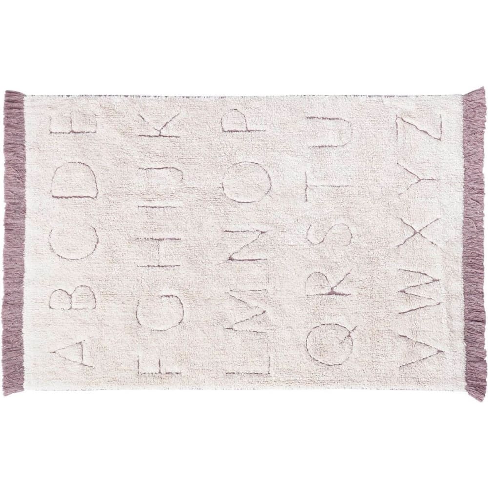 Tapis lavable alphabet en coton blanc 90x130