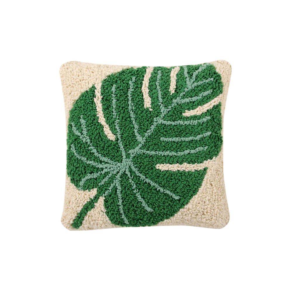 Cojín monstera algodón verde 38x38
