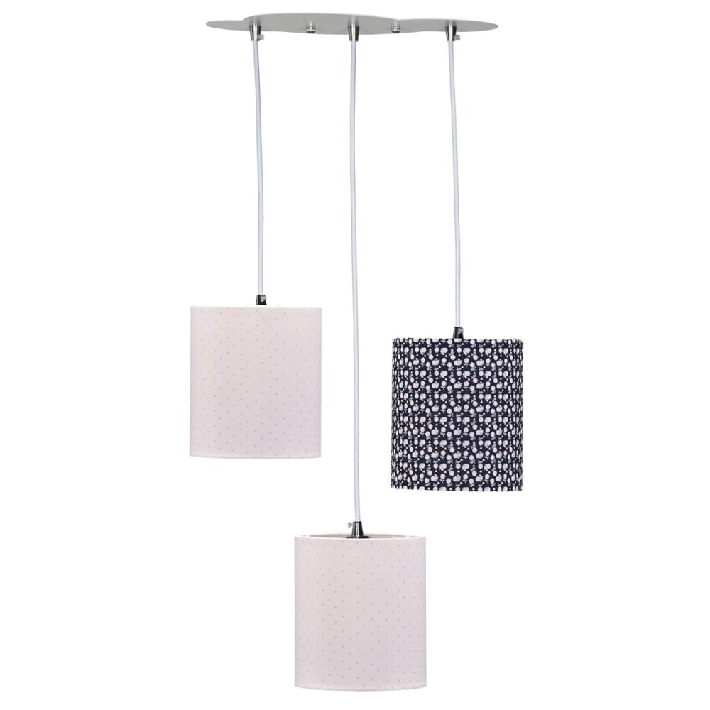 Suspension lumineuse trio plafonnier en coton multicolore