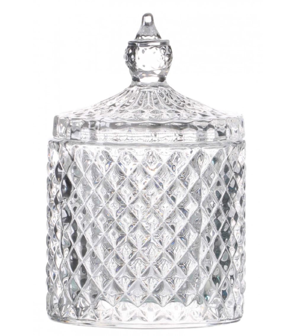 Boîte rangement ronde salle de bain verre 8,5x13cm