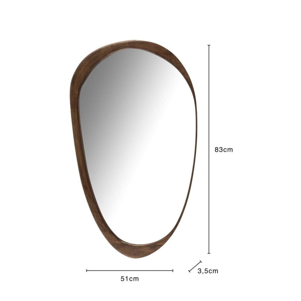 Miroir irrégulier bois brun foncé L83cm