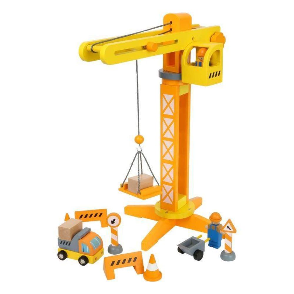 Grue de chantier en bois - jaune