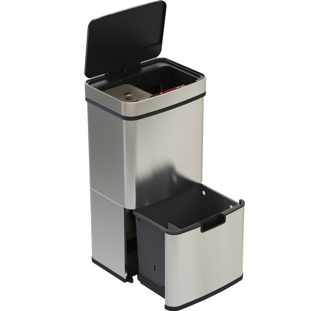 Poubelle de cuisine tri sélectif acier inoxydable argent 75l Poubelle de cuisine tri sélectif acier inoxydable argent 75l
