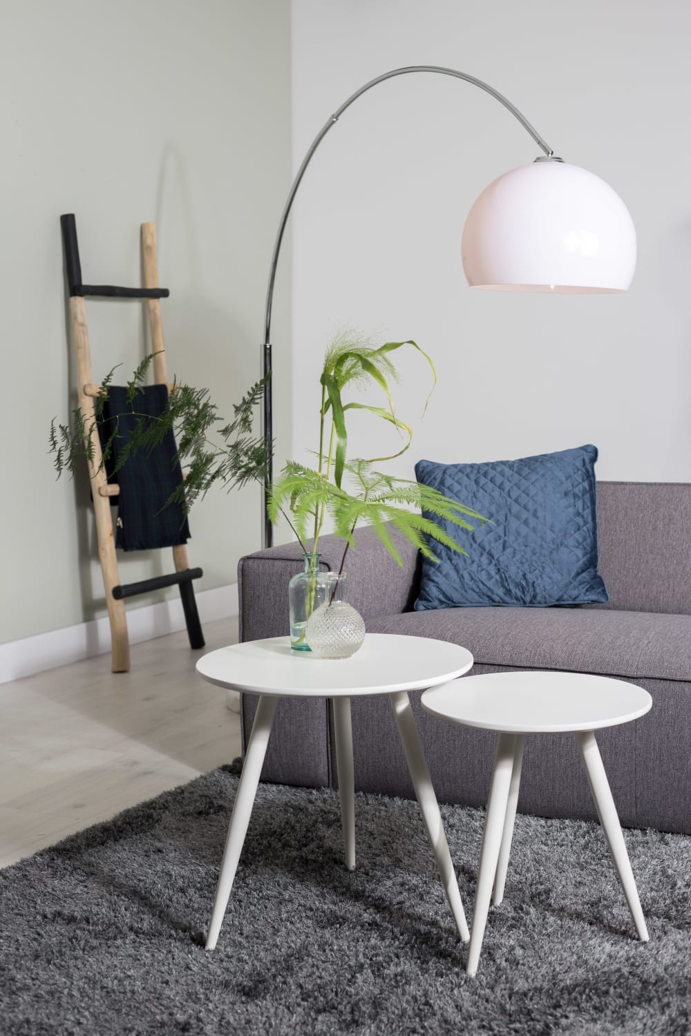 Set di 2 tavolini in legno bianco - White label