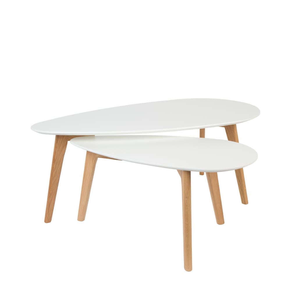 Set de 2 tables d'appoint en bois blanc Set de 2 tables d'appoint en bois blanc