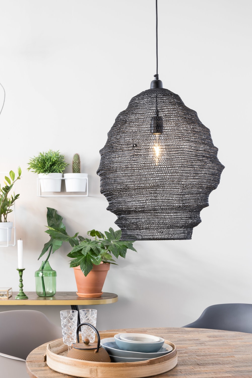 Pendelleuchte L aus Eisengeflecht, schwarz - Maisons Du Monde