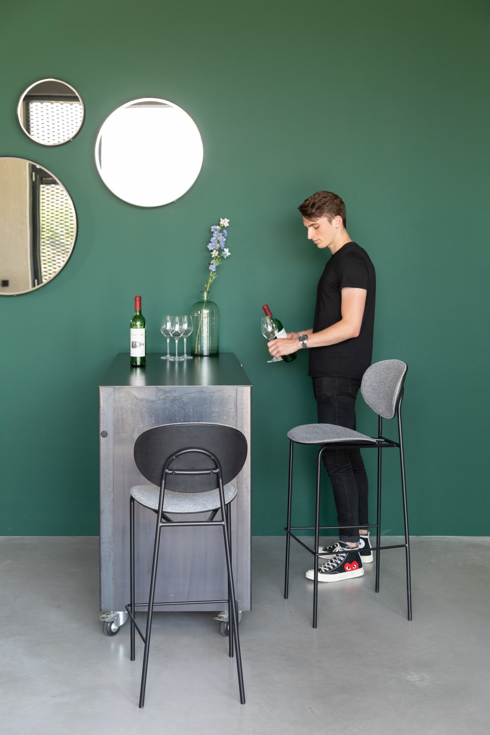 Silla de bar de tela gris - Maisons du Monde