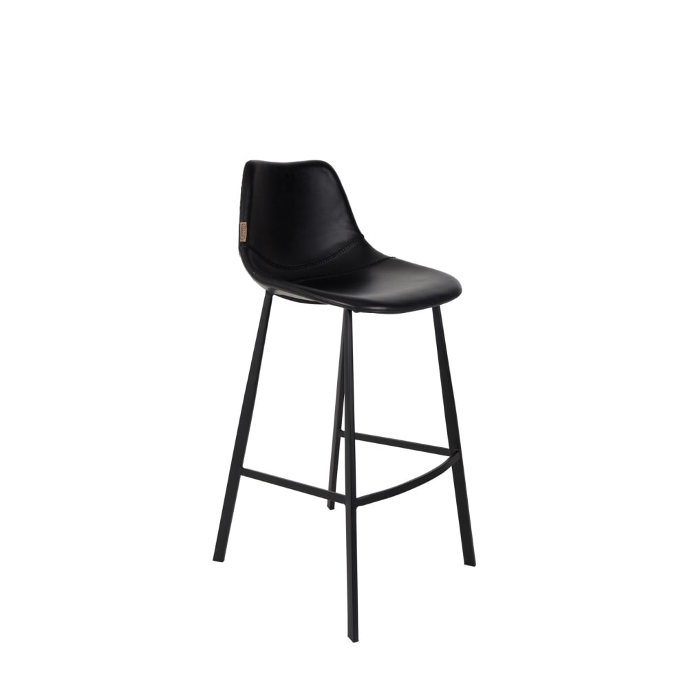 Dutchbone Barhocker aus Leder, schwarz - Leder