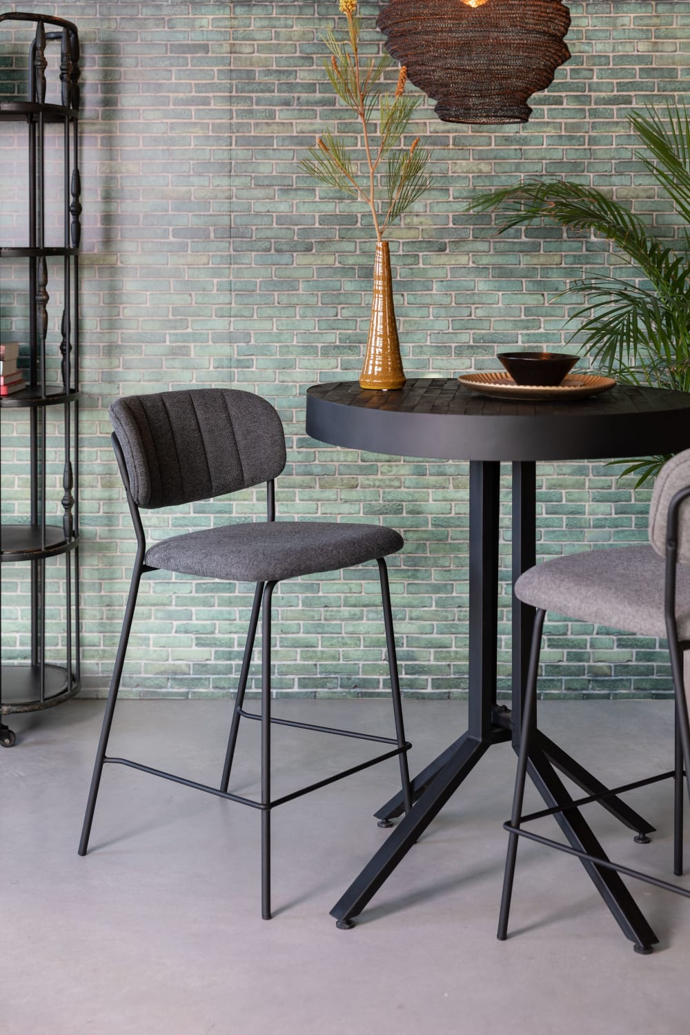 Silla de bar de tela gris oscuro - Maisons du Monde
