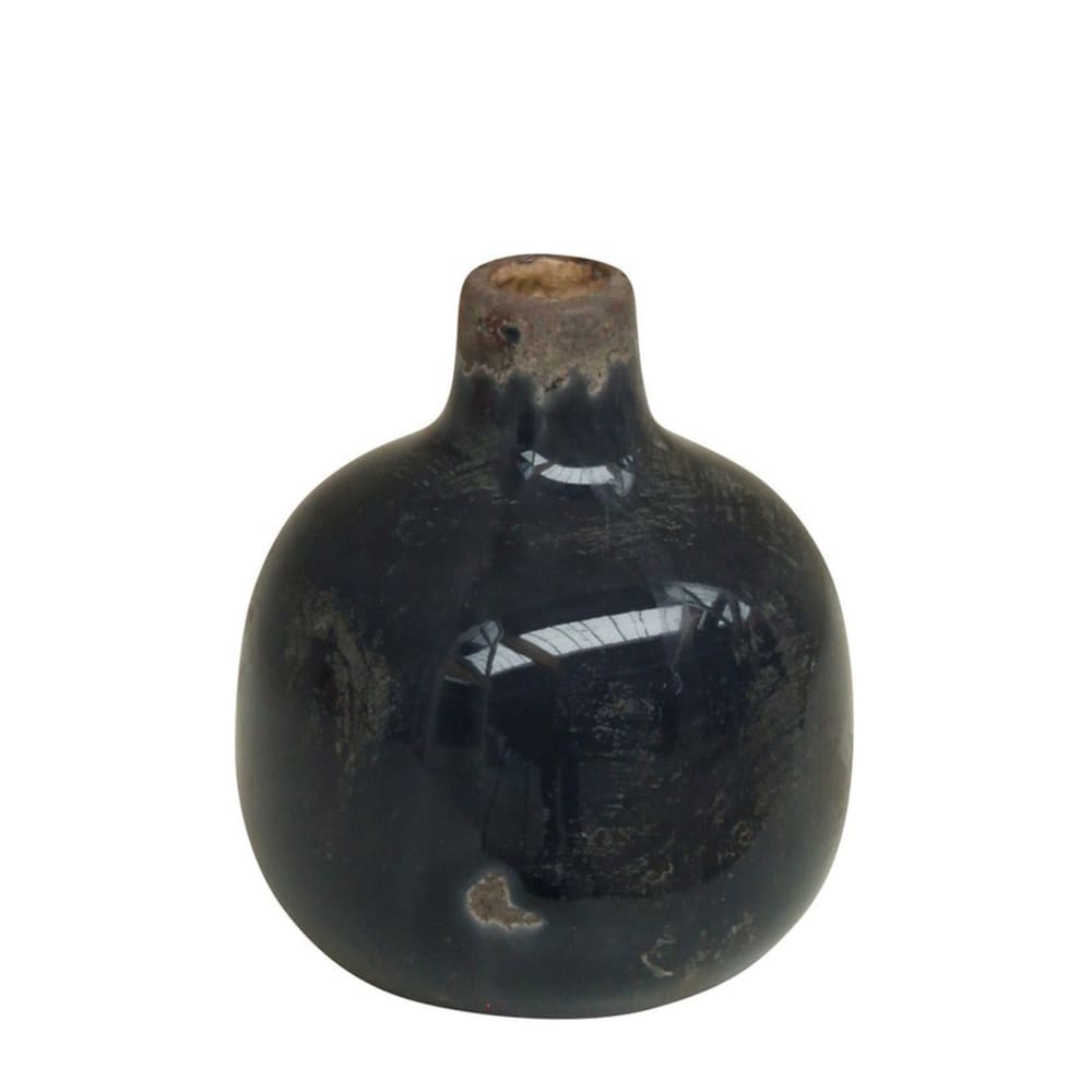 CHEHOMA Diese kleine Keramikvase wird leicht ihren Platz in Ihrem Interieur finden. Dieses grau-schwarze Modell passt zu allem. . Schwarz