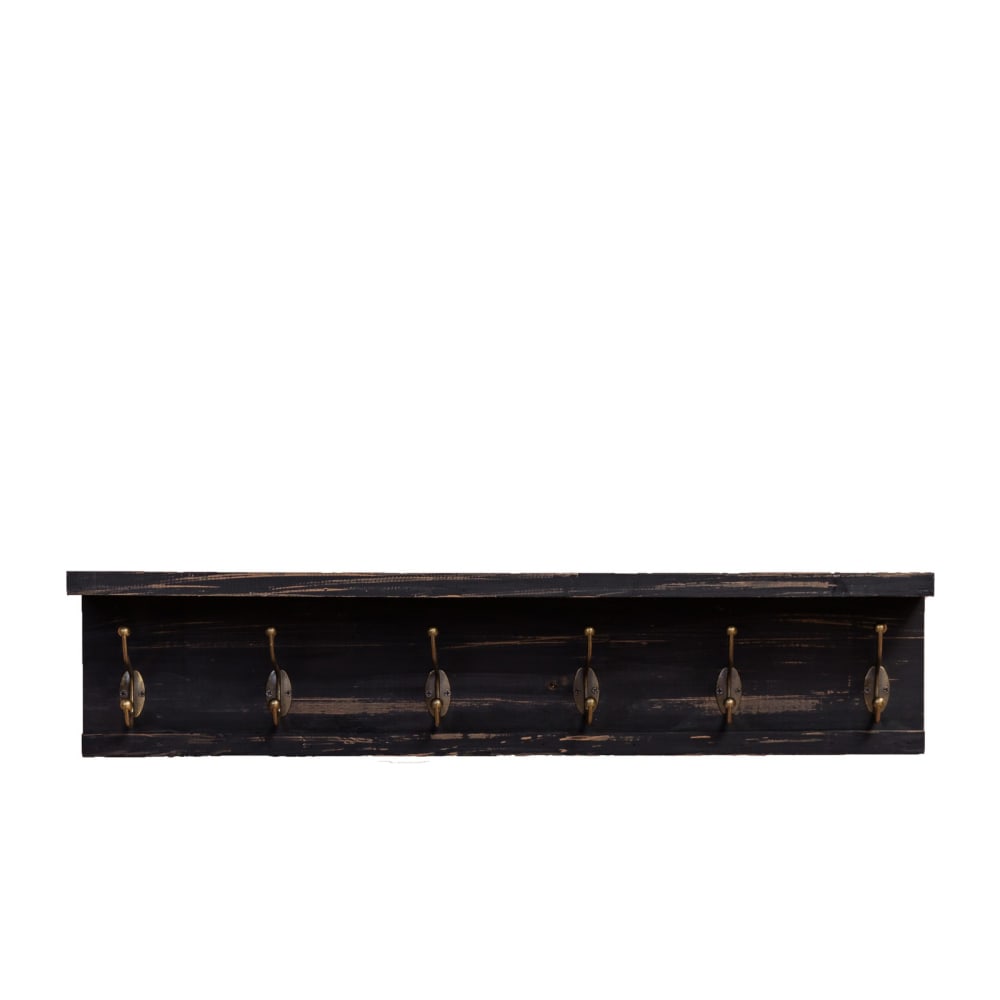 Portemanteau 6 crochets en bois noir