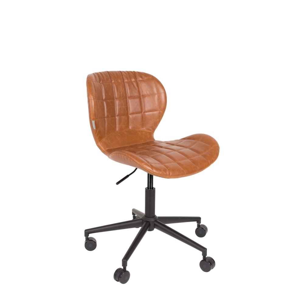 Chaise de bureau à roulettes en cuir marron