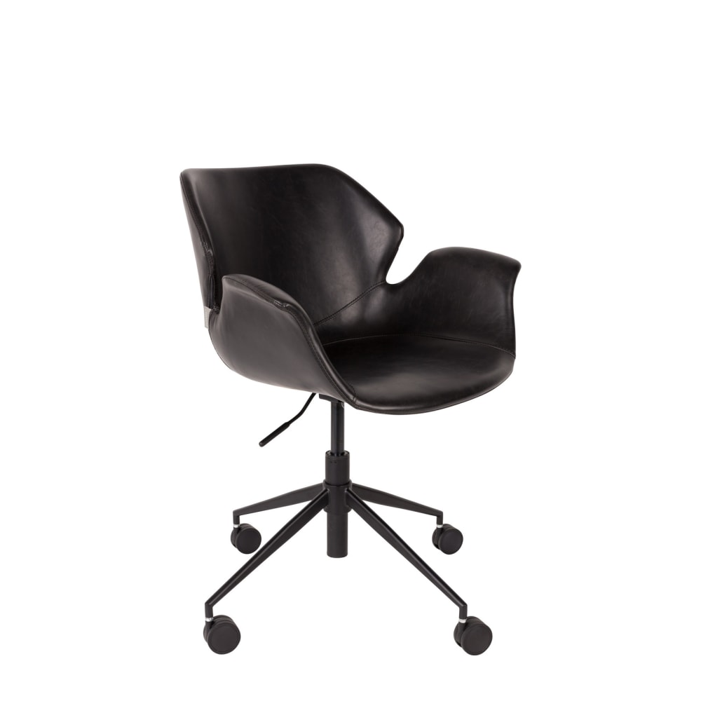 Sedia da ufficio in pelle nera con ruote - Modello Vintage - Pelle