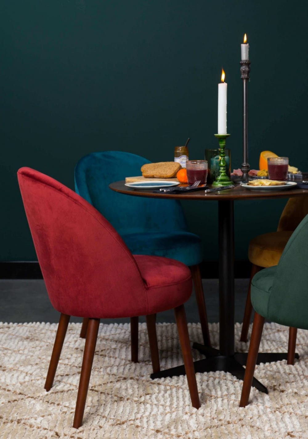 Chaise de salle à manger en velours rouge - Maisons du Monde
