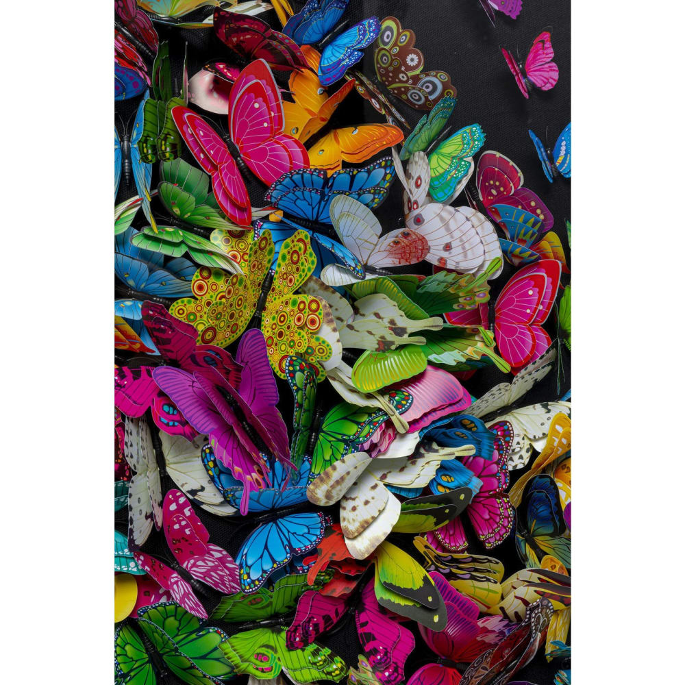 Tableau noir papillons multicolores en relief 120x120 — vue 4