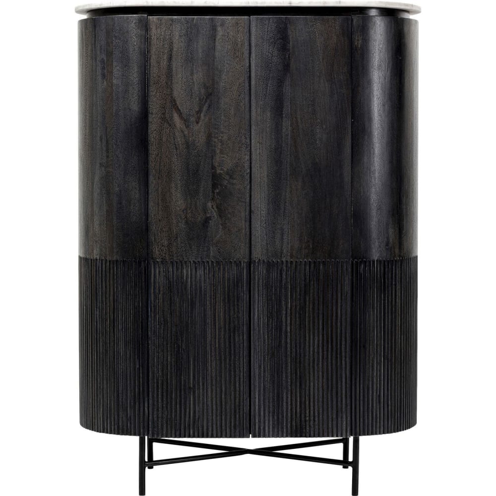 Buffet haut 2 portes en manguier massif et marbre blanc