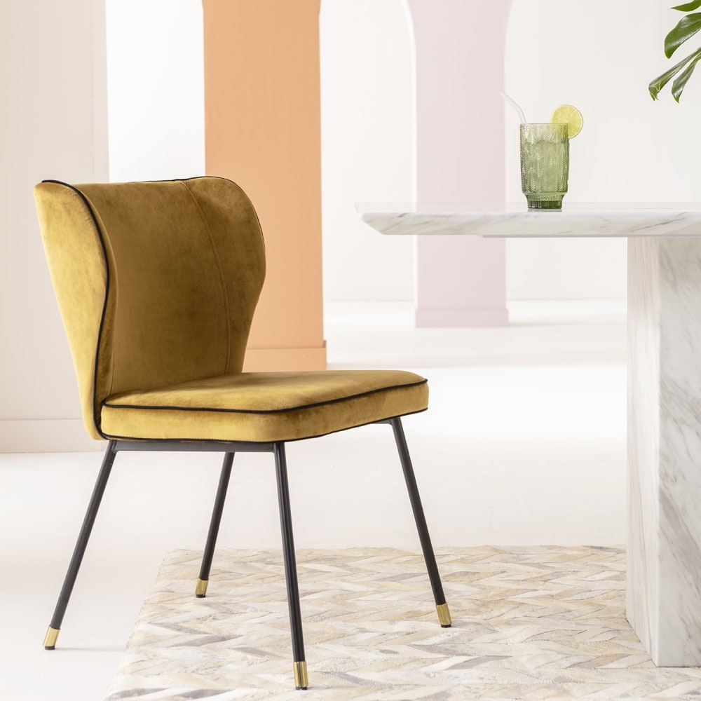 Stuhl in Samt-Optik, braun - Maisons Du Monde
