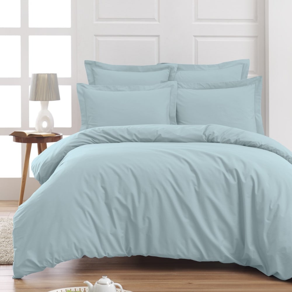 Taie de traversin en percale bleu arctic 45x185 cm — vue 3