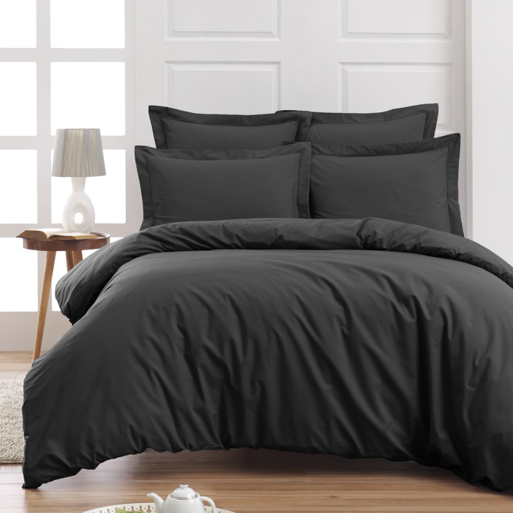 Taie de traversin en percale anthracite 45x185 cm — vue 3
