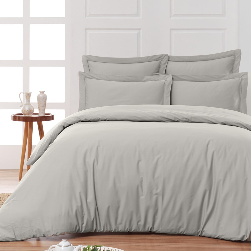 Taie de traversin en percale gris perle 45x185 cm — vue 3