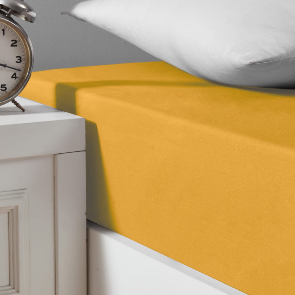 Drap housse en coton bio lavé Miel 140x190 cm