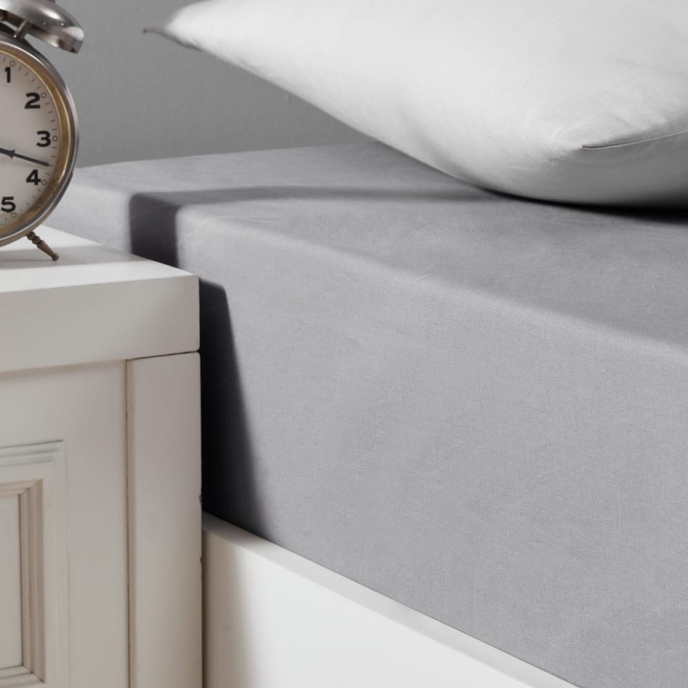 Drap housse en coton bio lavé Gris Perle 90x190 cm