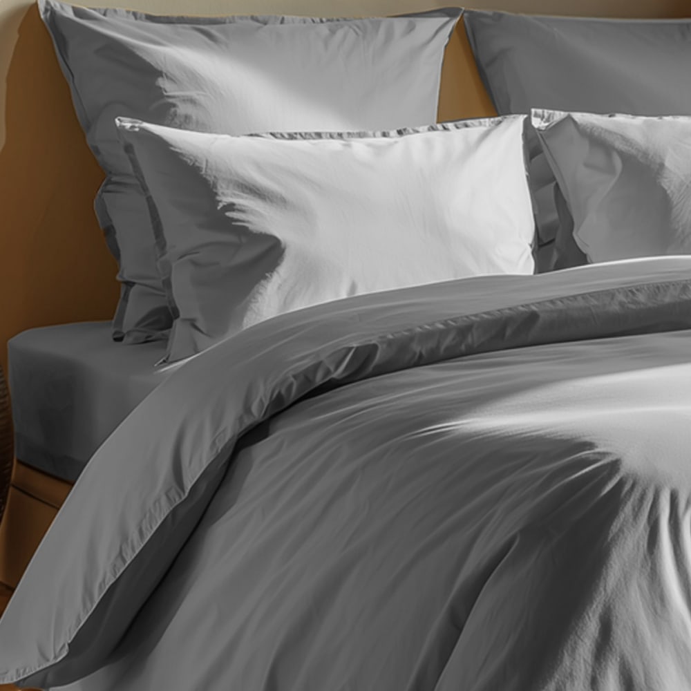 Drap housse en coton bio lavé gris perle 90x190 cm - Maisons du Monde