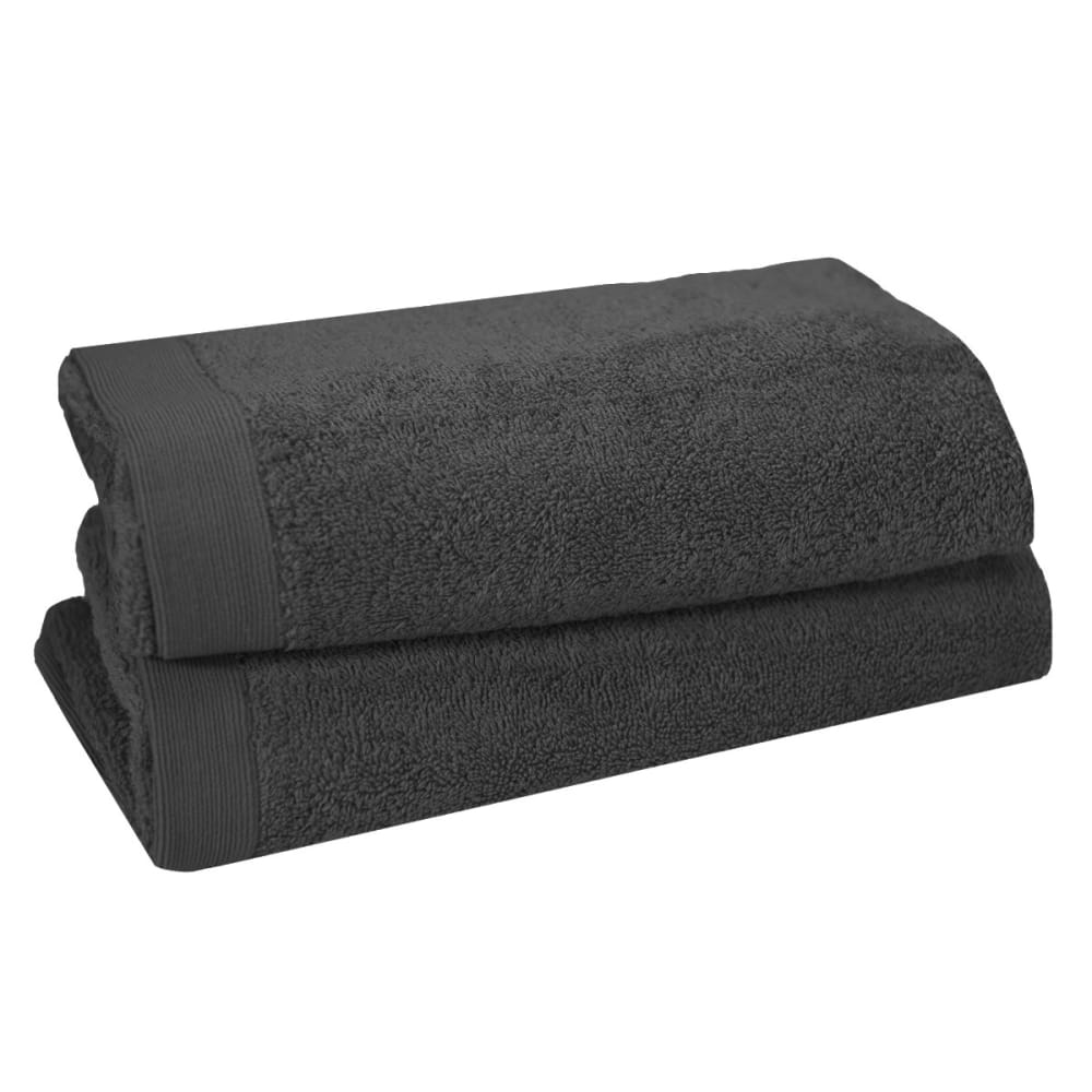 Lot de 2 serviettes de toilette 500 g/m²  carbone 50x90 cm