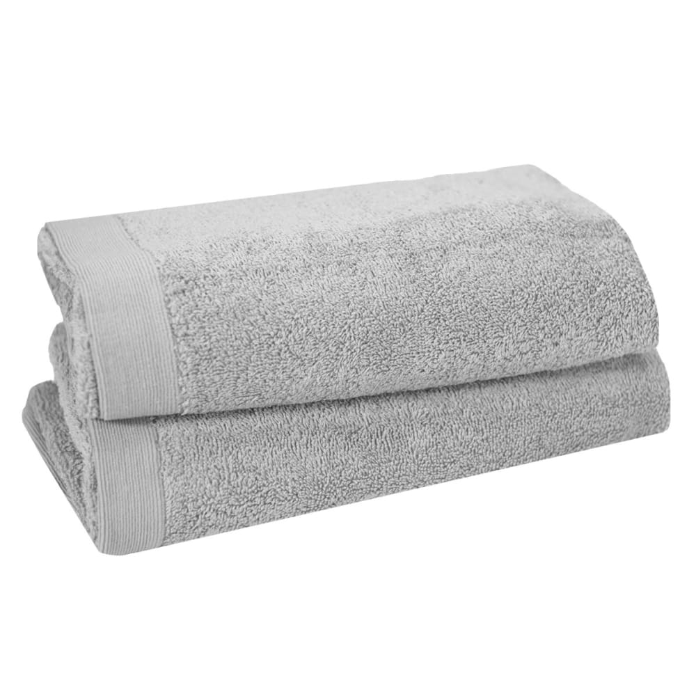 Lot de 2 serviettes de toilette 500 g/m²  gris perle 50x90 cm