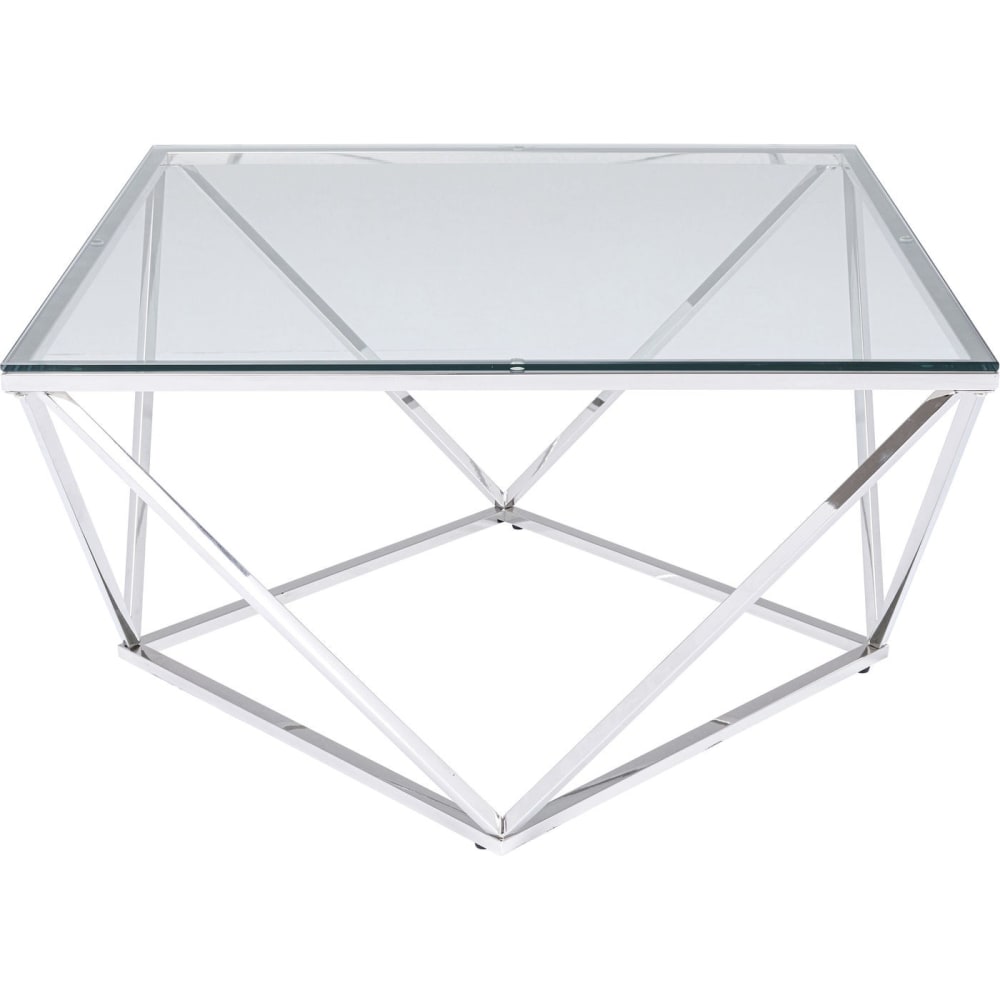 Kare Design Couchtisch aus Glas und Edelstahl, silber, 80x80cm style modern - Glas