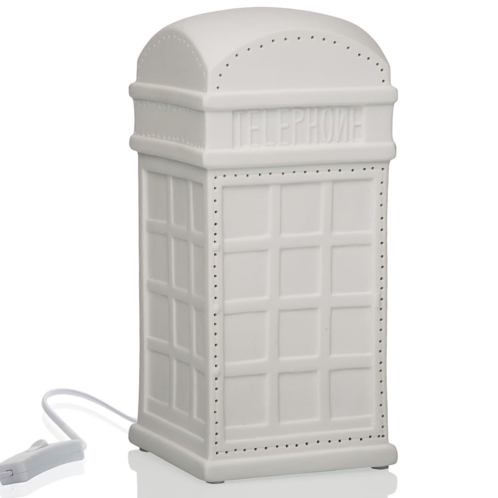 Cbkreation Lampe à poser cabine téléphonique Blanc Porcelaine - 11x24x11cm