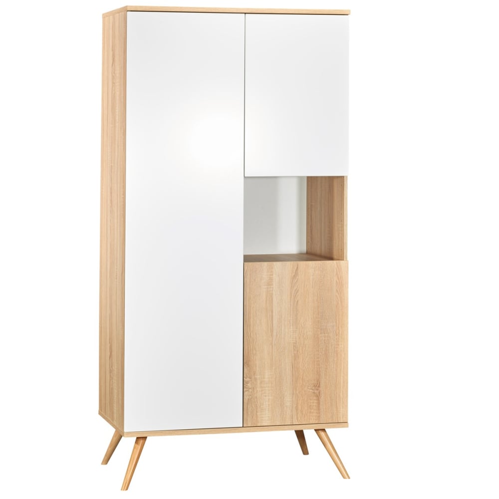 Armoire 3 portes couleur bois et blanc
