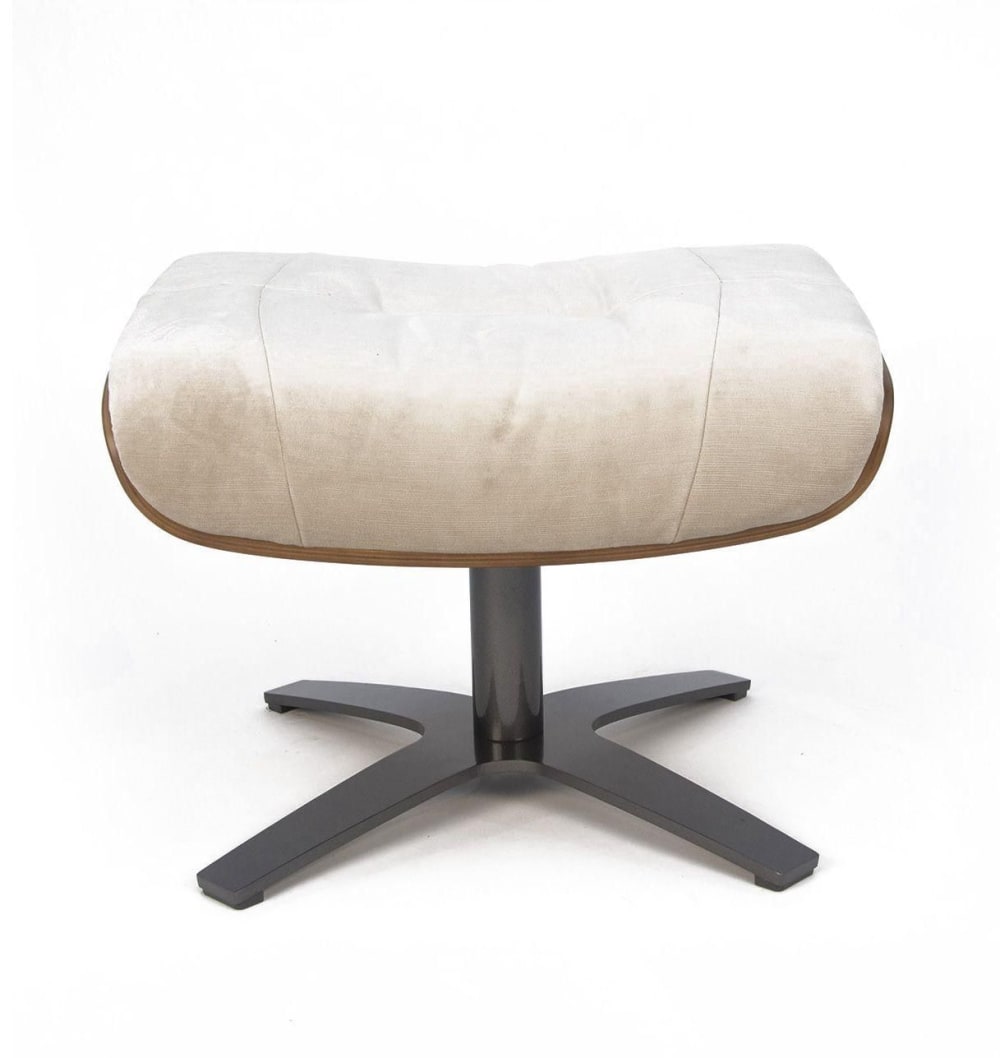 Pouf en velours beige et chêne naturel - Maisons du Monde