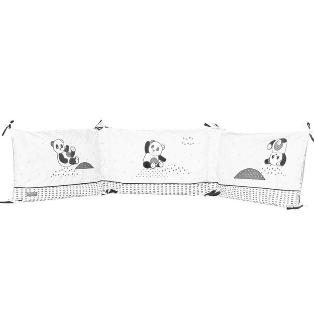Sauthon Tour de lit panda Chao Chao (pour lits 60 x 120 et 70 x 140 cm) style classique chic Gris Certifié Oeko-Tex Coton - 0x0x0cm