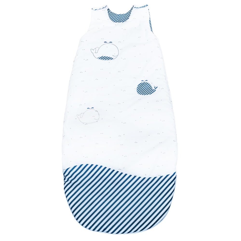 Sauthon Gigoteuse évolutive chaude Blue baleine TOG 3 (100 cm) style classique chic Blanc Certifié Oeko-Tex Coton - 100x48x3cm