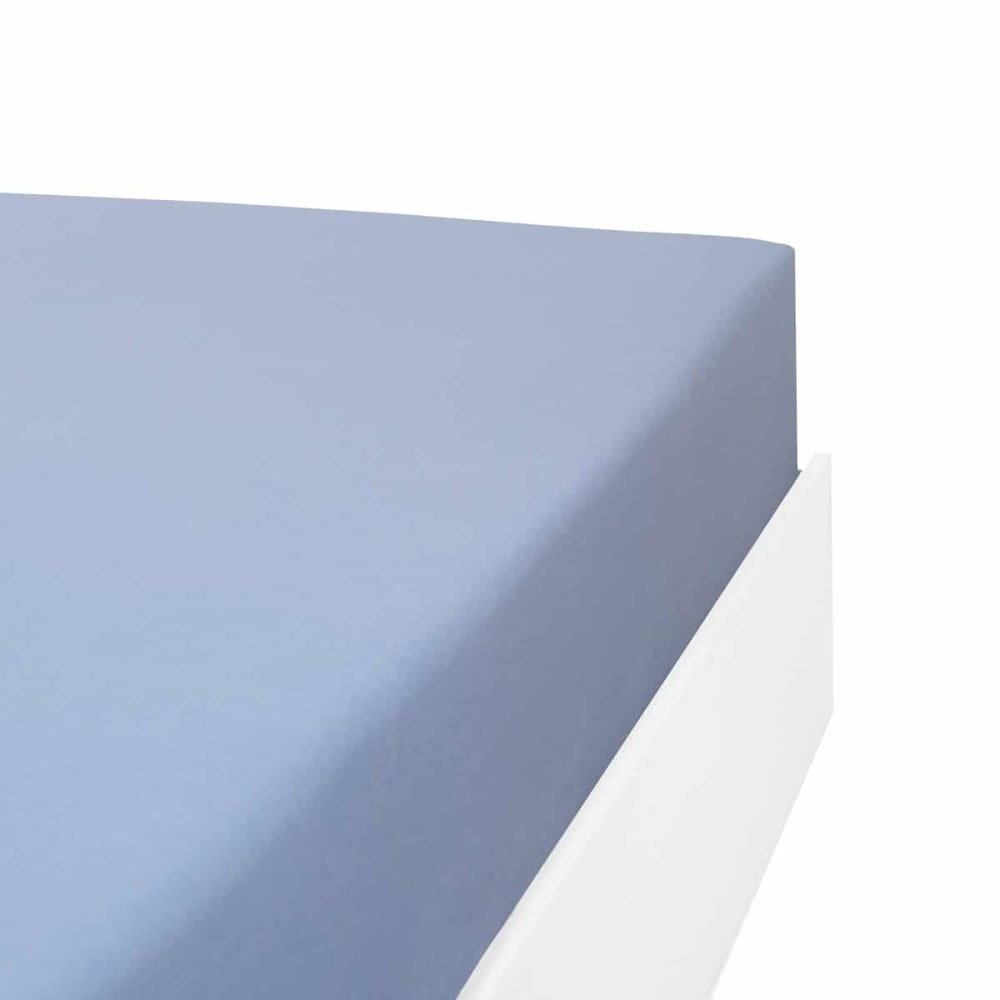 Drap housse flanelle en molleton bleu ciel 140x190 cm