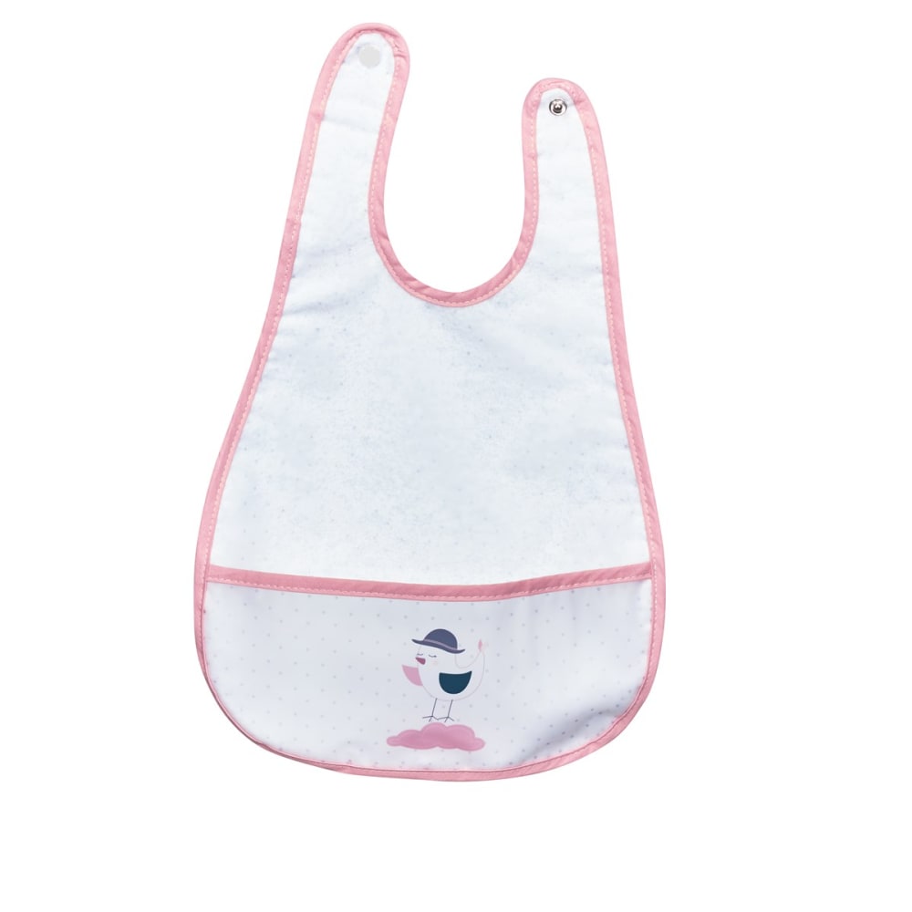 Sauthon Bavoir plastifié avec récupérateur style classique chic Rose Pva - Polyacétate De Vinyle - 28x1x44cm
