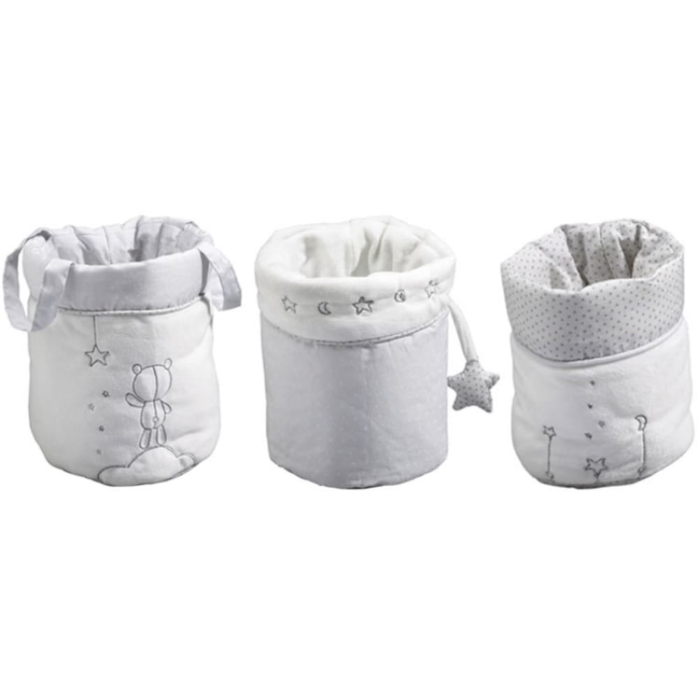Sauthon Lot de 3 paniers de toilette Céleste style classique chic Blanc Coton - 12x12x0cm