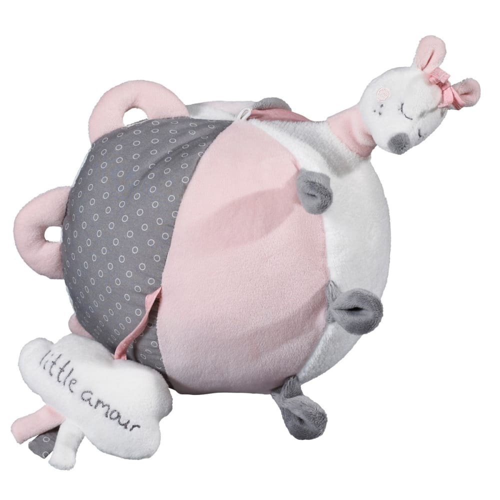 Sauthon Balle d'activité bébé en velours style classique chic Rose Velours - 18x18x18cm