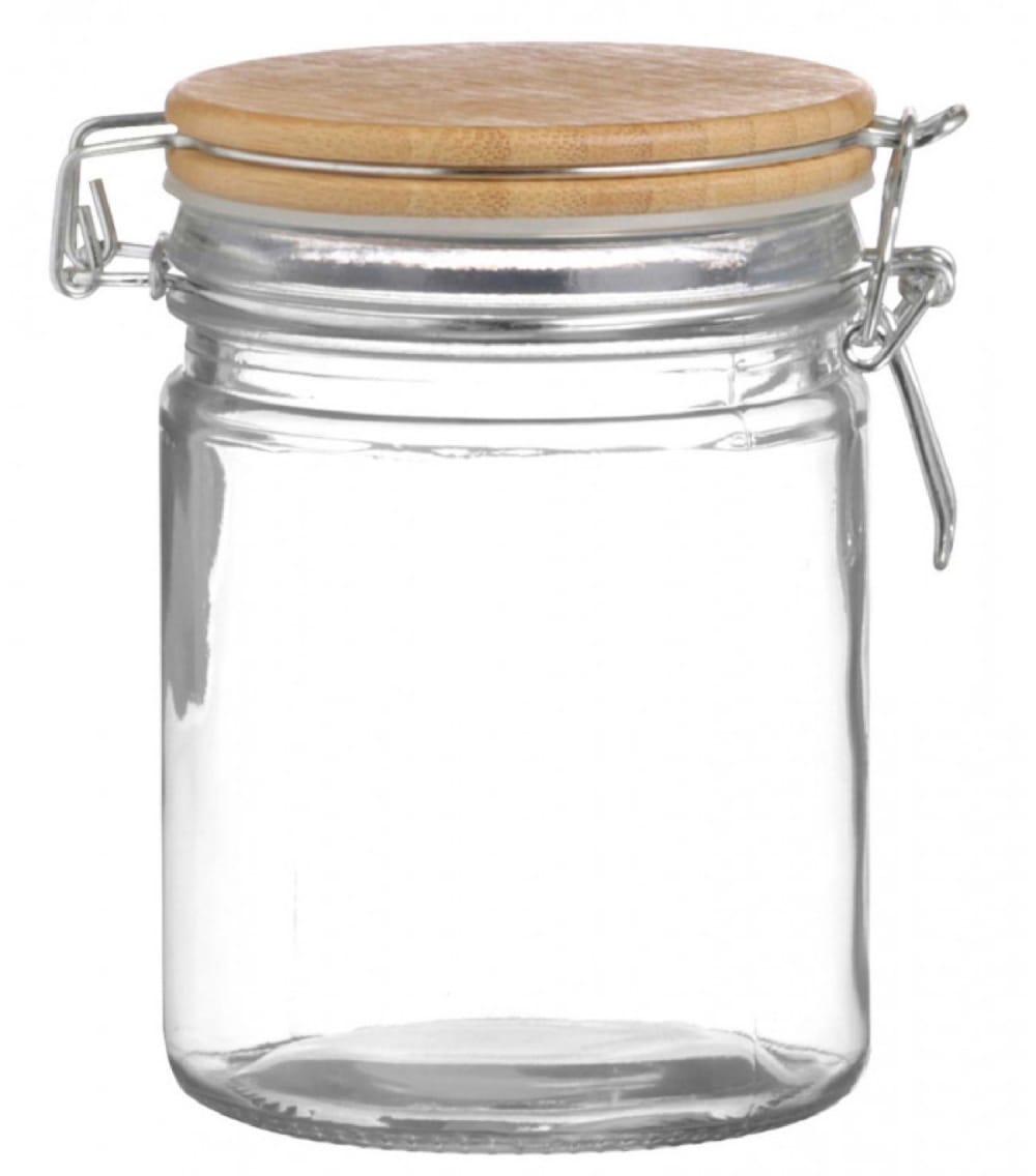 WADIGA Dimensions: Hauteur 14cm x diamètre 10cm Contenance: 0.7L Couleur: Transparent et Bambou Matière: Verre et Bambou