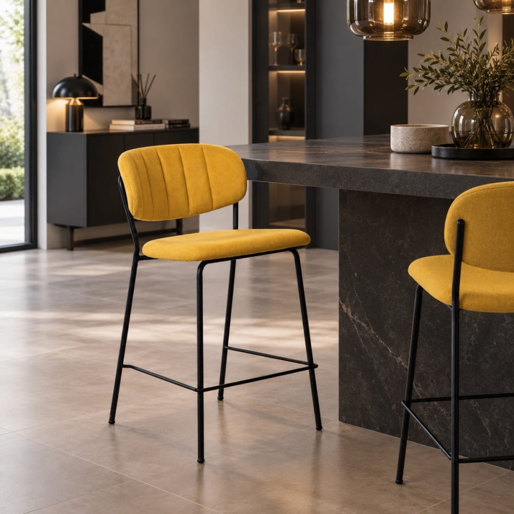 Barhocker aus velours in ockergelb - Maisons Du Monde