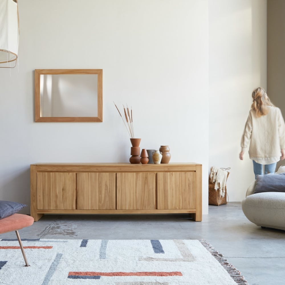 Tikamoon Buffet aus massivem Teakholz 210 cm style classic chic Beige