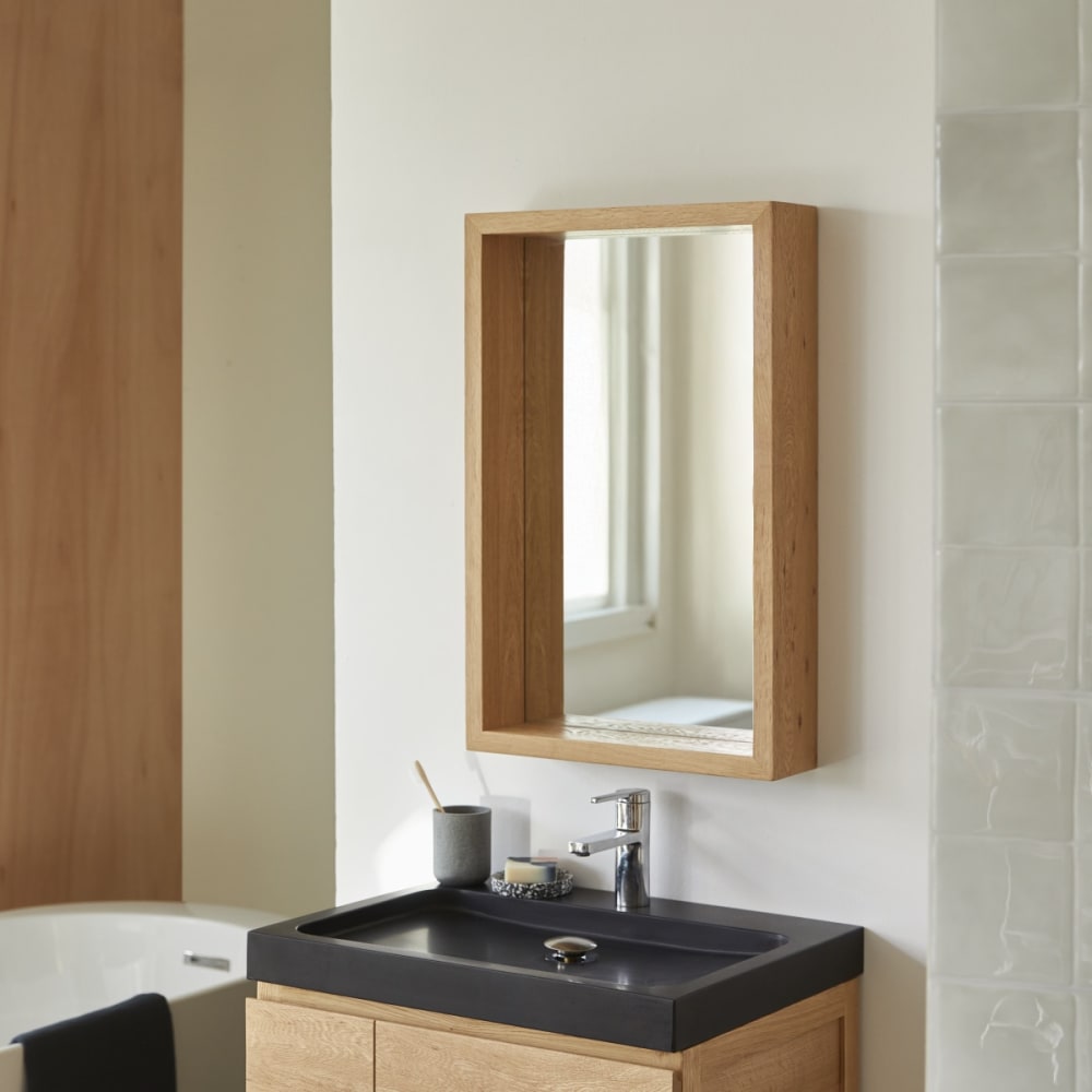 Tikamoon Spiegel aus massivem Eichenholz 70x45 cm style classic chic Beige