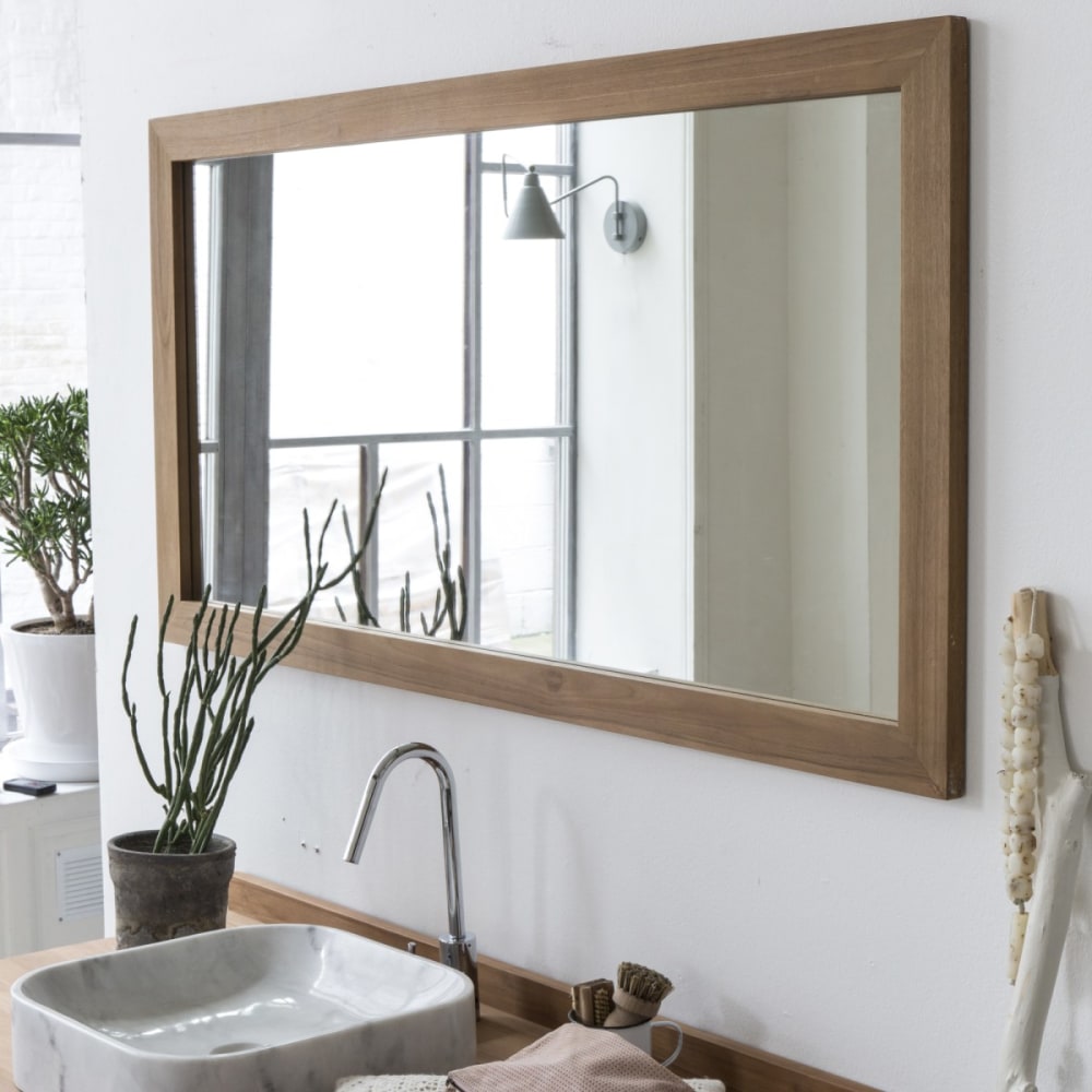 Tikamoon Spiegel aus massivem Teak 140x70 cm style classic chic Beige Holz