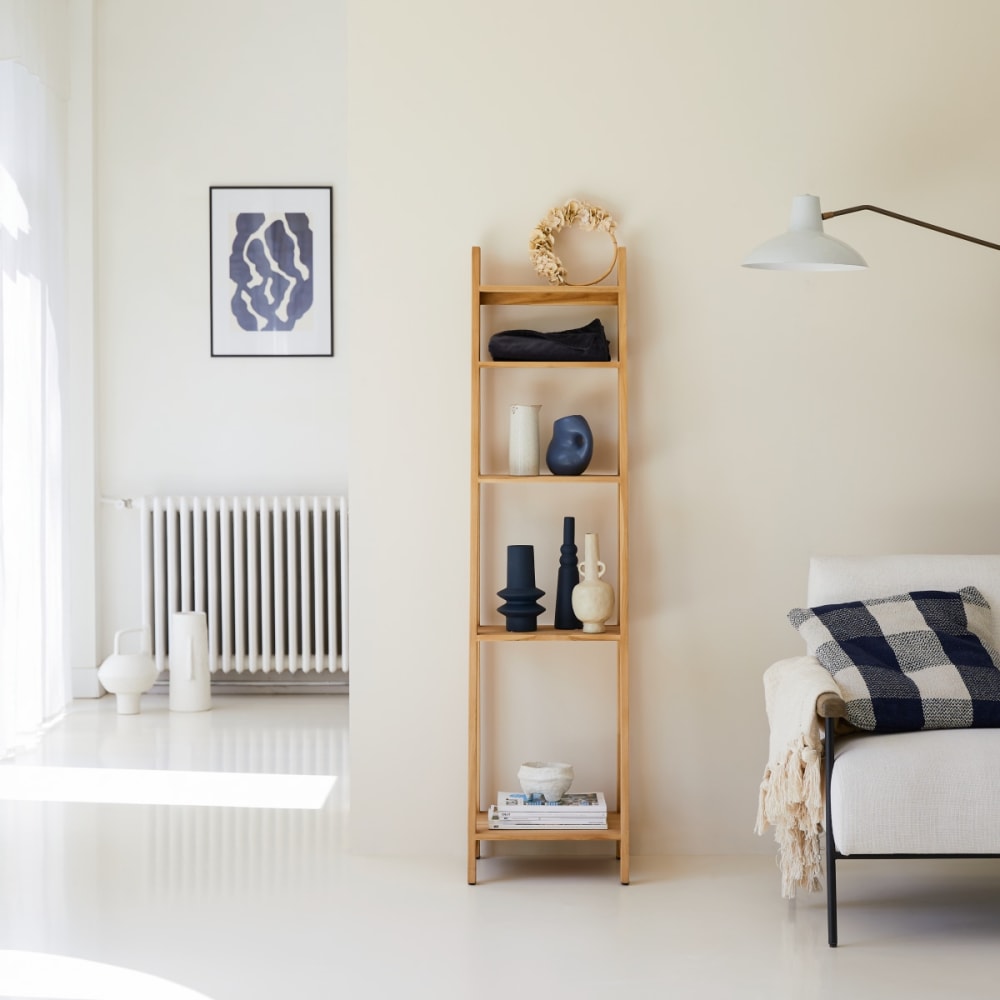 Tikamoon Bücherregal aus massivem Teak Step style classic chic Beige Holz
